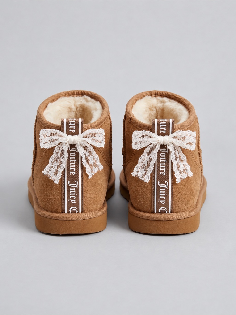 Juicy Couture Faux Suede Ultra Mini Ankle Booties – Chestnut Brown